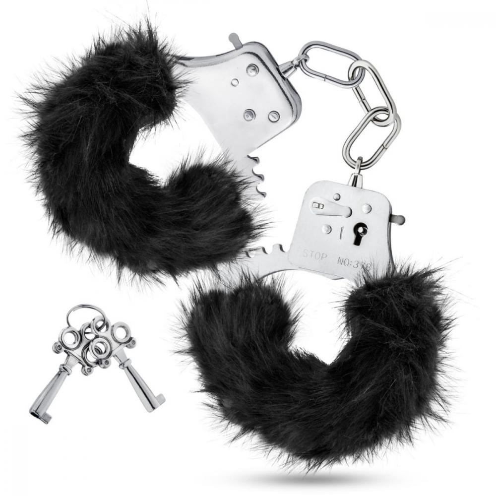 Blush Novelties Наручники з хутром  Temptasia - Plush Fur Cuffs - Black (T20066) - зображення 1