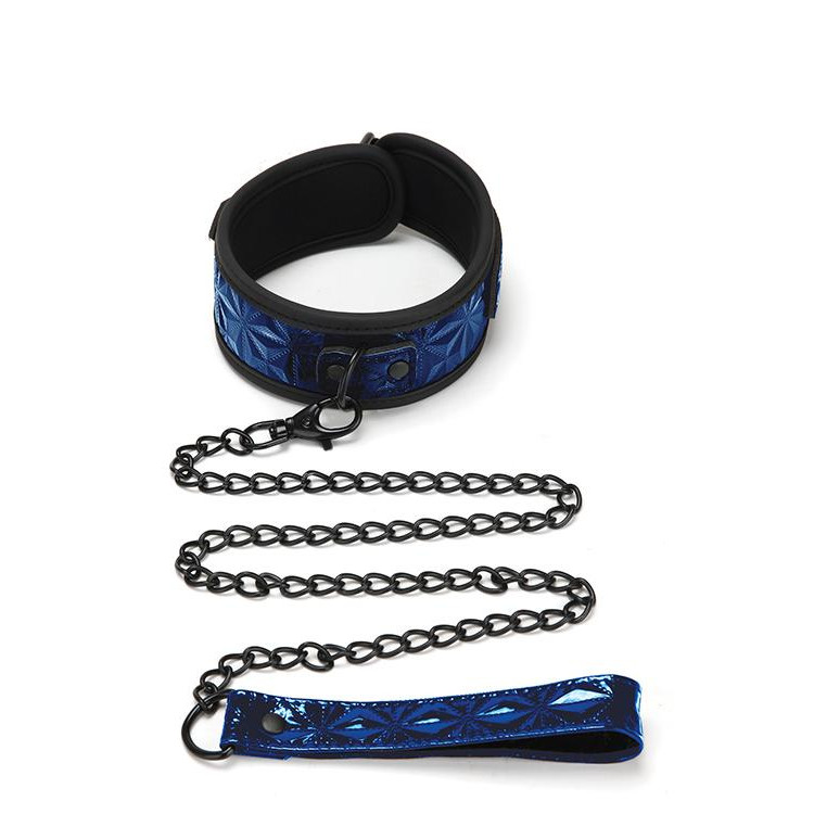  Набір нашийник та повідець синій WHIPSMART DIAMOND COLLAR AND LEASH BLUE (T160591) - зображення 1