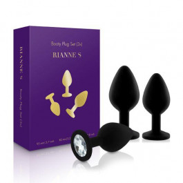 Rianne S Booty Plug Set Black, диаметр 2,7см, 3,5см, 4,1см (SO3889)