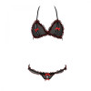 Passion Комплект белья GIANA BIKINI black S/M - Passion: полупрозрачные лиф и трусики с бантиками - зображення 2