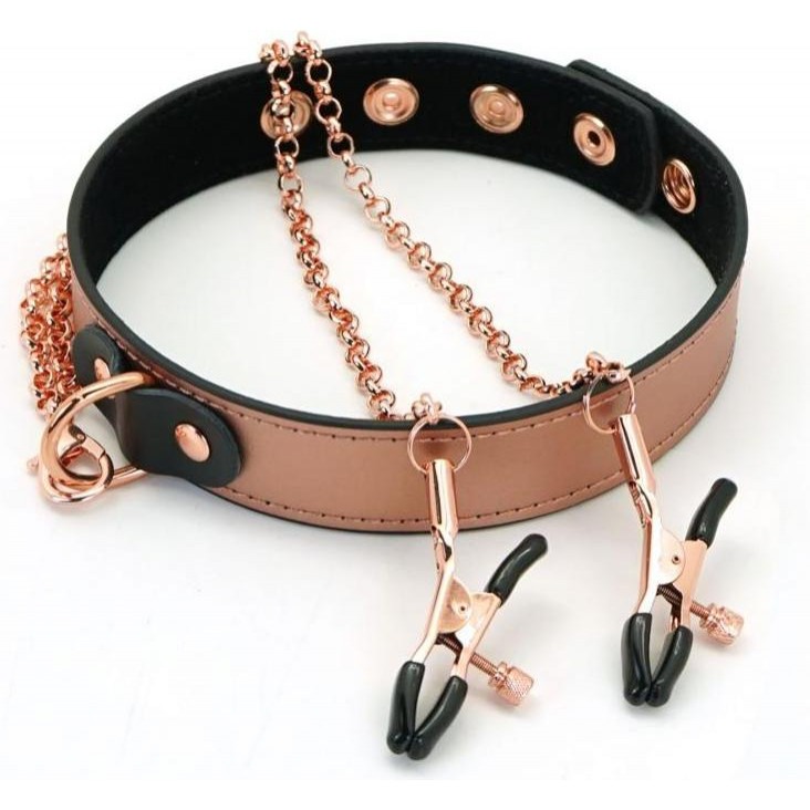 Liebe Seele Rose Gold Memory Collar with Nipple Clamps (SO9495) - зображення 1