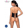 Passion Боди из эко-кожи с имитацией шнуровки и открытым доступом Nancy Body black S/M - Passion (SO5371) - зображення 2