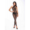 Noir Handmade Бодістокінг  F315 Ego flocked mesh halter catsuit Black, 3XL - зображення 4