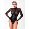 Noir Handmade Боді  F321 Edge wetlook and mesh body with rings Black, XXL - зображення 3