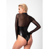 Noir Handmade Боді  F321 Edge wetlook and mesh body with rings Black, XXL - зображення 4