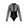 Noir Handmade Боді  F321 Edge wetlook and mesh body with rings Black, XXL - зображення 7