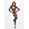 Noir Handmade Боді  F296 Psyche bodysuit of lace and wetlook Black, M - зображення 3