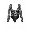 Noir Handmade Боді  F296 Psyche bodysuit of lace and wetlook Black, M - зображення 6