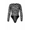 Noir Handmade Боді  F296 Psyche bodysuit of lace and wetlook Black, M - зображення 7