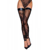 Noir Handmade F243 Tulle stockings with patterned flock embroidery Вlack, M (SX0156) - зображення 1