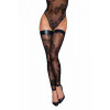 Noir Handmade F243 Tulle stockings with patterned flock embroidery Вlack, M (SX0156) - зображення 3