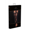 Noir Handmade F243 Tulle stockings with patterned flock embroidery Вlack, M (SX0156) - зображення 6