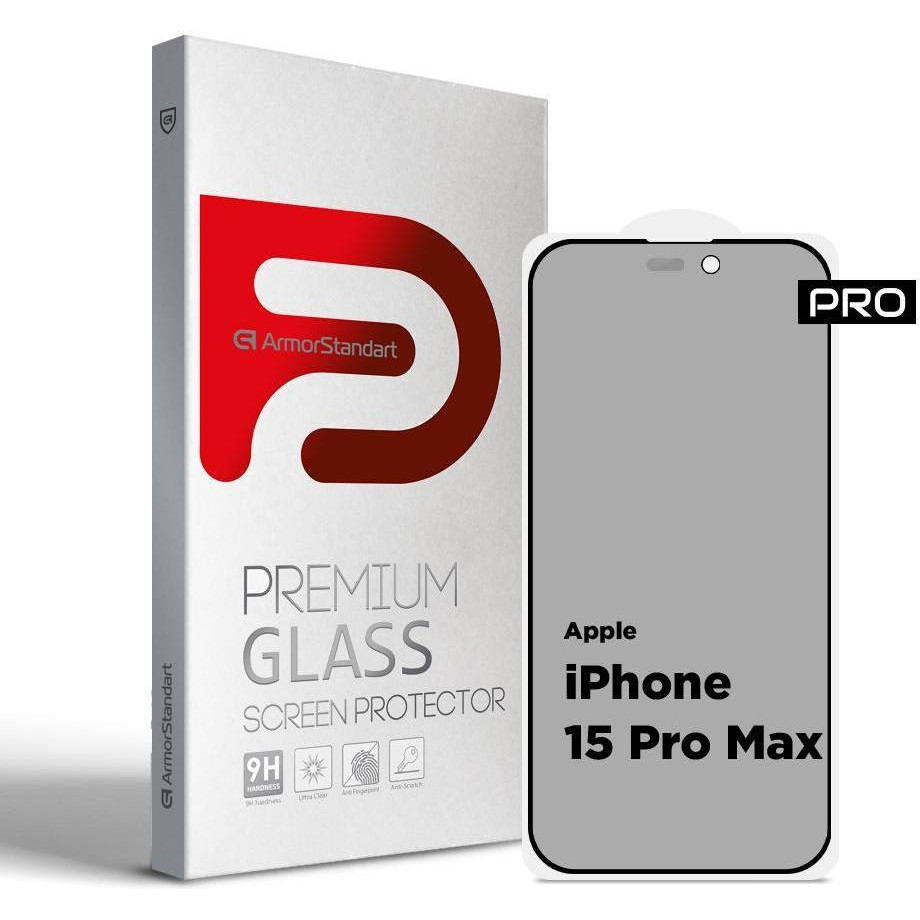 ArmorStandart Скло захисне  Pro Anti-spy Matte Apple iPhone 15 Pro Max Black (ARM73172) - зображення 1