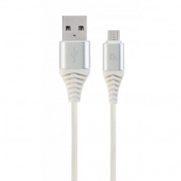   Cablexpert Premium Cotton Braided Micro-USB Silver/White 1m (CC-USB2B-AMMBM-1M-BW2)