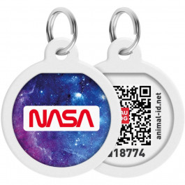   WAUDOG Адресник для собак и котов металлический  Smart ID c QR паспортом "NASA21", круг, Д 25 мм (0625-0148