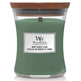   WoodWick Ароматична свічка з нотами м'яти та дуба  Medium Mint leaves & Oak 275 г (1721697E)