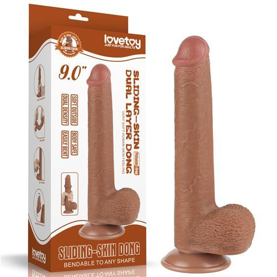 LoveToy Sliding-Skin Dual Layer Dong 9" Brown (6452LVTOY1022) - зображення 1