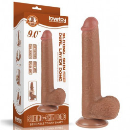   LoveToy Sliding-Skin Dual Layer Dong 9" Brown (6452LVTOY1022)