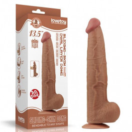   LoveToy Sliding-Skin Dual Layer Dong 13.5" Brown (6452LVTOY940)