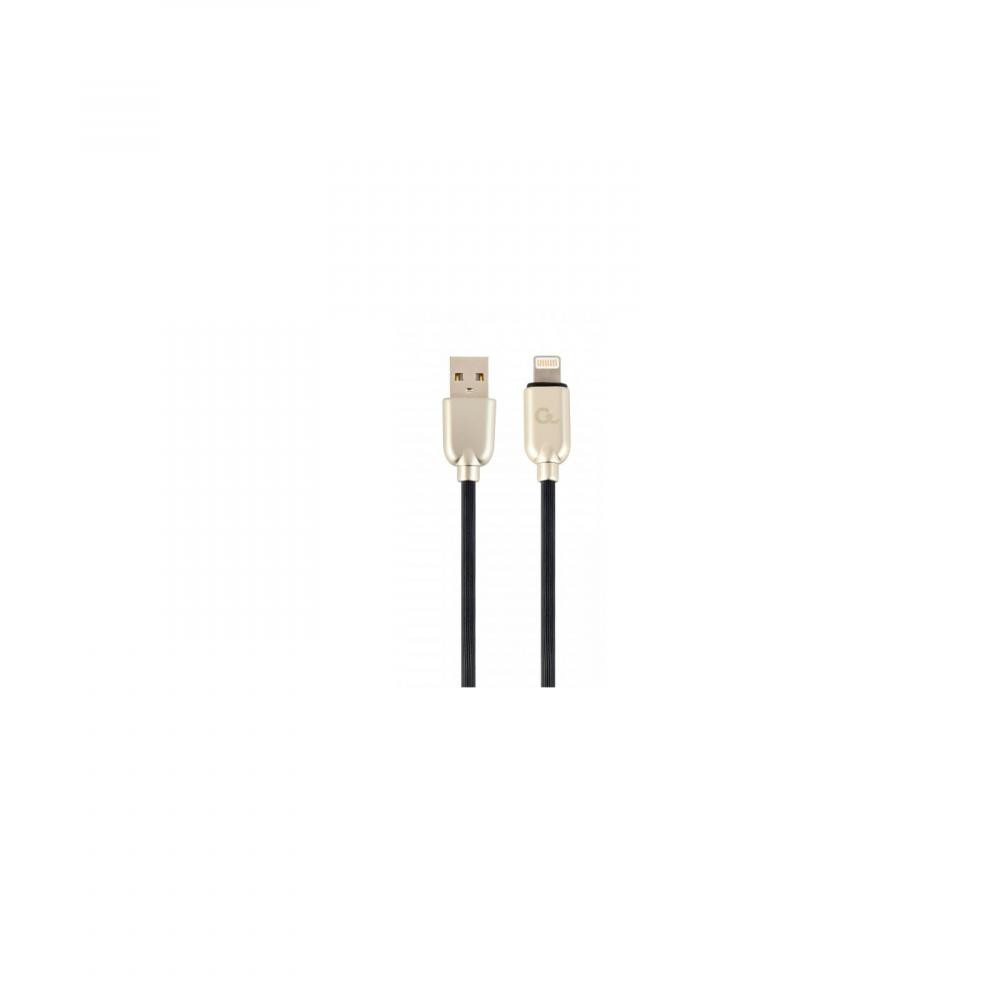 Cablexpert Premium Rubber Apple Lightning Black 2m (CC-USB2R-AMLM-2M) - зображення 1