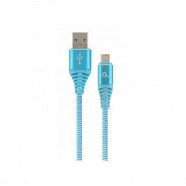   Cablexpert Premium Cotton Braided Micro-USB Turquoise Blue/White 1m (CC-USB2B-AMMBM-1M-VW)