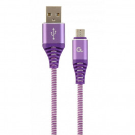   Cablexpert Premium Cotton Braided Micro-USB Purple/White 1m (CC-USB2B-AMMBM-1M-PW)