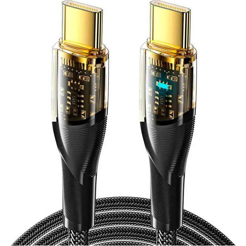 Essager Interstellar Transparent Design Charging Cable Type-C to Type-C 60W 1m Black (EXCTT-XJ01-P) - зображення 1