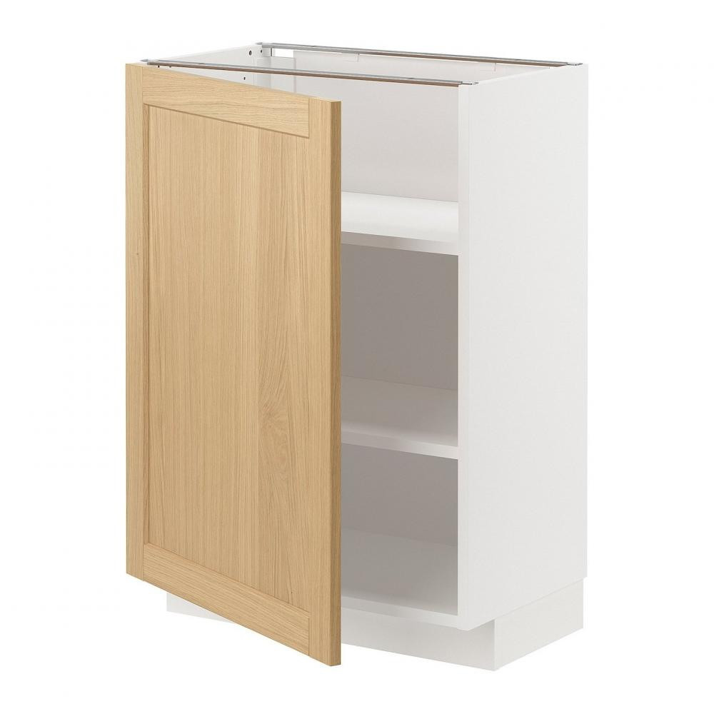 IKEA METOD Нижня шафа/полиці, білий/дуб форсбакка, 60x37 см (595.090.96) - зображення 1