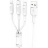 Hoco X25 Soarer 3 in 1 Lightning / Micro USB / USB Type-C 1m White (6957531080176) - зображення 1