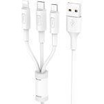 Hoco X25 Soarer 3 in 1 Lightning / Micro USB / USB Type-C 1m White (6957531080176) - зображення 1