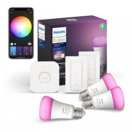   Philips Hue E27 White and Color 800лм 3 шт + Philips Hue Bridge + Dimmer Switch 2 шт (9298805)