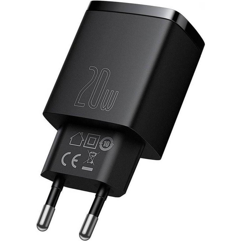 Baseus Compact Quick Charger U+C 20W Black (CCXJ-B01) - зображення 1