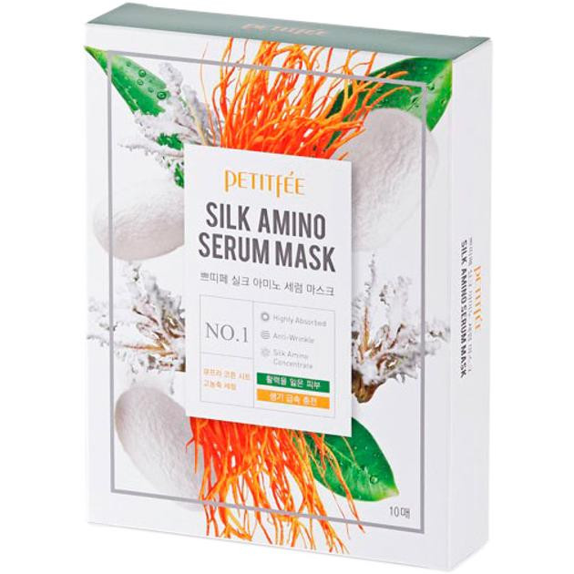 Petitfee Маска для лица с протеинами шелка  Silk Amino Serum Mask 10 х 25 г (8809508850030) - зображення 1