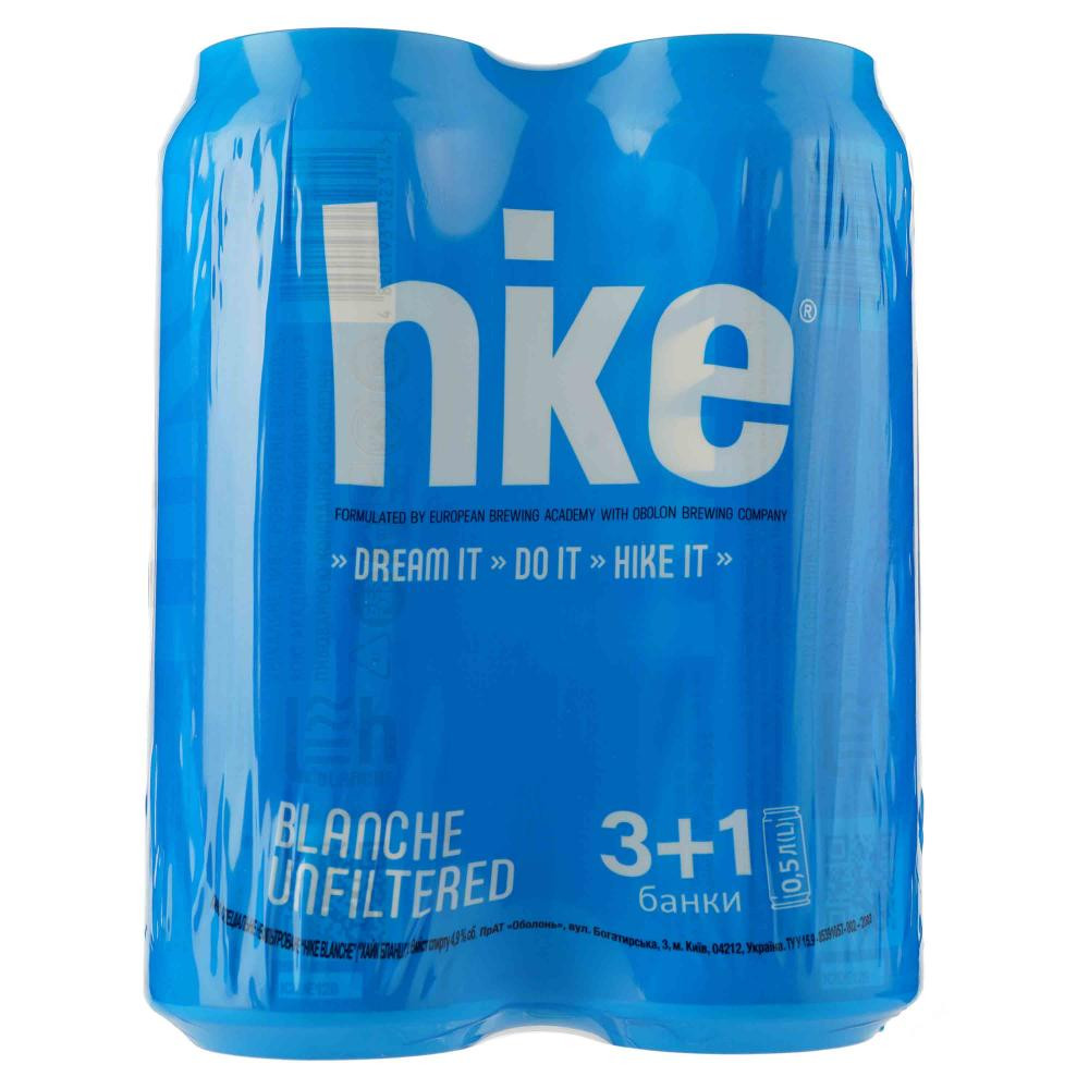 Hike Пиво  Blanche, світле, 4,9%, 4 банки по 0,5 л (8840505) (4820193033281) - зображення 1