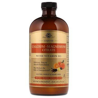 Solgar Liquid Calcium Magnesium Citrate with Vitamin D3 Natural Orange Vanilla 16 fl oz (473 ml) Кальцій Ма - зображення 1