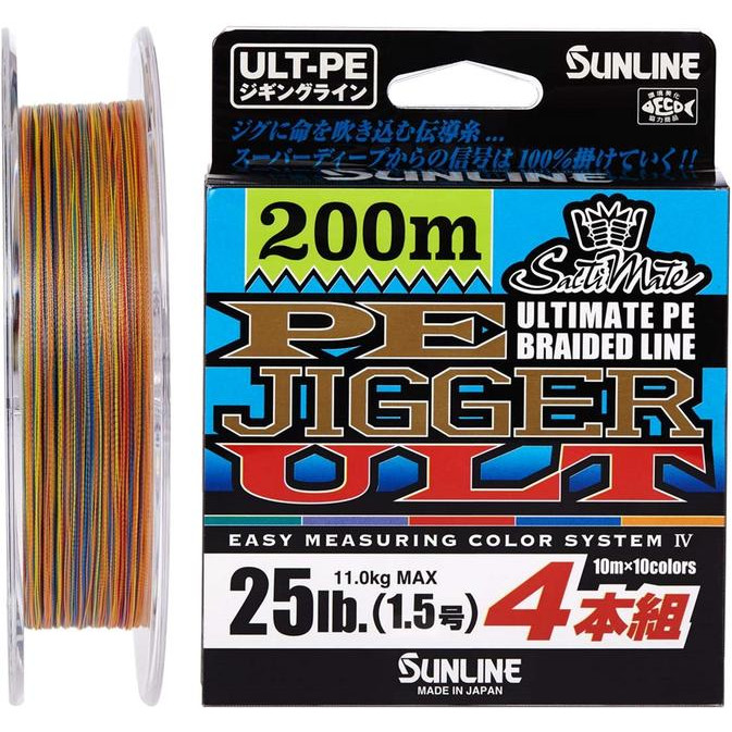 Sunline PE Jigger ULT 4 Braid / Multicolor / #1.2 / 0.185mm 200m 9.2kg - зображення 1