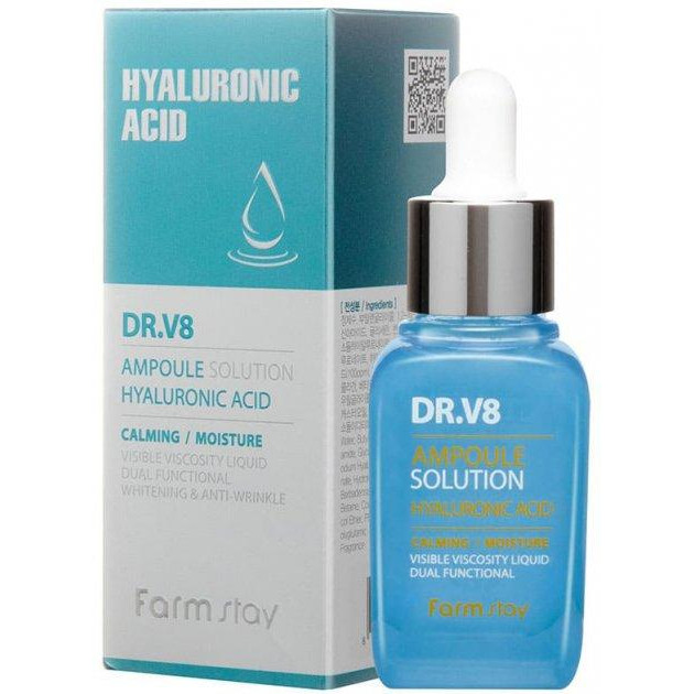 FarmStay Сыворотка для лица  DR-V8 Ampoule Solution Hyaluronic Acid Ампульная Подтягивающая с гиалуроновой ки - зображення 1