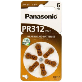   Panasonic PR312 / PR41 bat(1.4B) Zinc Air 6шт (PR-312/6LB)