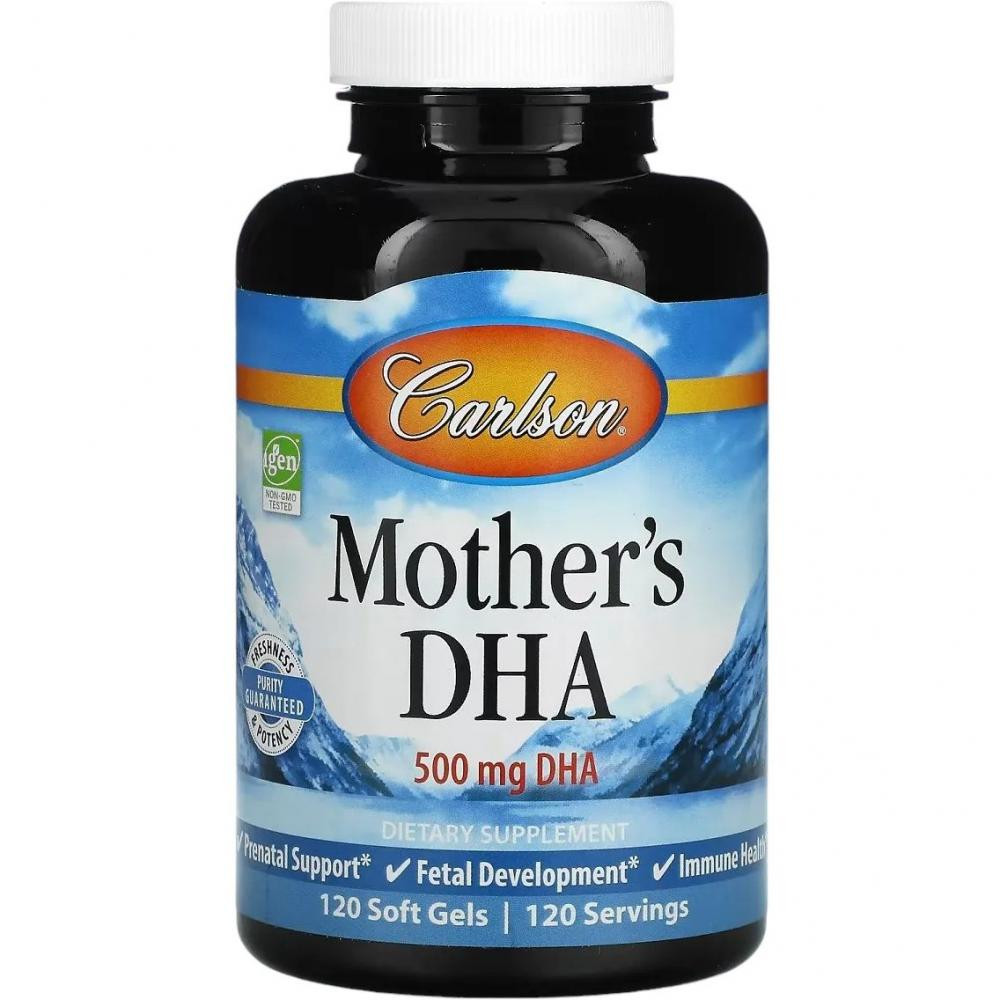 Carlson Labs Mother's DHA 500 mg 120 soft gels (CAR-01561) - зображення 1