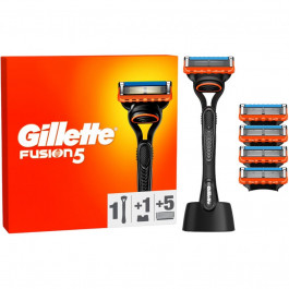   Gillette Станок для гоління чоловічий  Fusion5 з 5 змінними картриджами + підставка