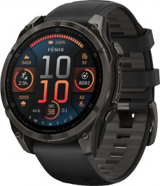   Garmin Fenix 8 47mm AMOLED Sapphire Carbon Gray DLC Titanium w. Black/Pebble Gray S. Band (010-02904-20/21)