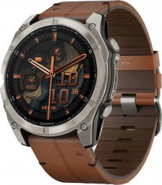   Garmin Fenix 8 51mm AMOLED Sapphire Carbon grey DLC w. Chestnut Leather Band (010-02905-40)