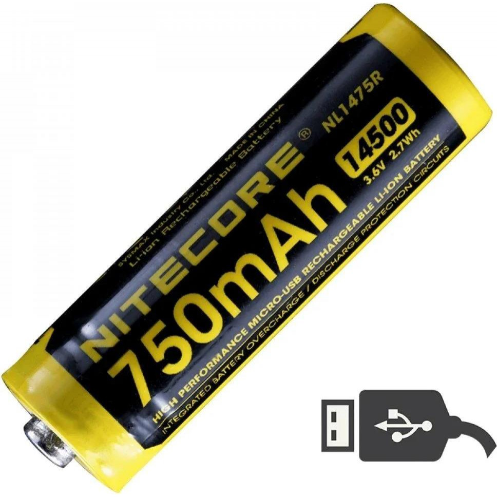 Nitecore 14500 750mAh Lithium 1шт (NL1475R) - зображення 1