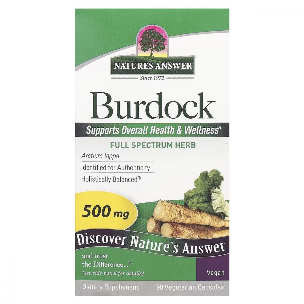 Natures Answer Лопух трава повного спектру (Burdock) 500 мг 90 капсул - зображення 1