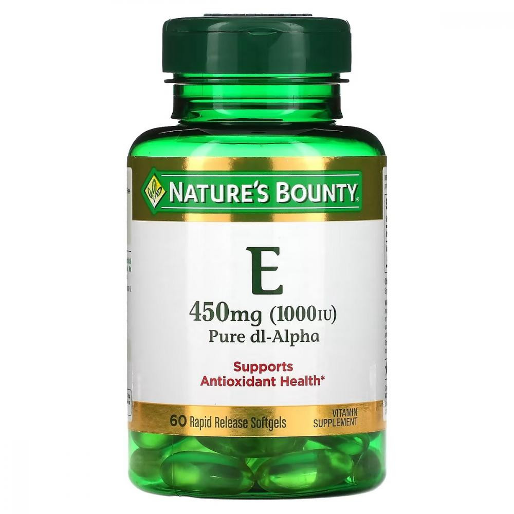 Nature's Bounty Вітамін E  1000 МЕ 450 мг 60 гелевих капсул (NRT01799) - зображення 1