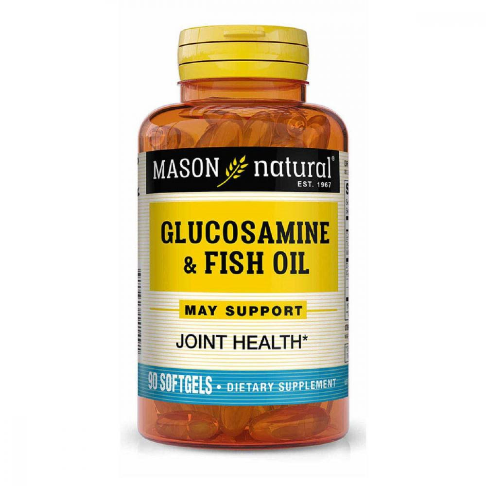 Mason Natural Глюкозамин и Рыбий жир, Glucosamine & Fish Oil, , 90 гелевых капсул - зображення 1