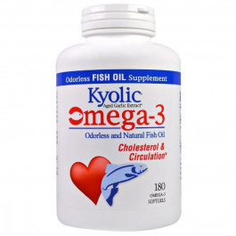   Kyolic Омега-3, натуральный рыбий жир без запаха, Omega-3, Cholesterol & Circulation, , 180 гелевых капсул