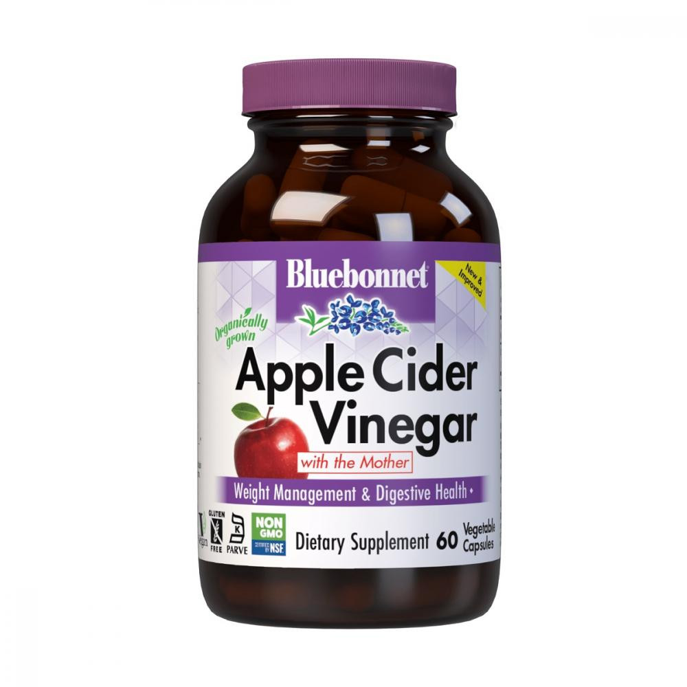 Bluebonnet Nutrition Яблочный уксус, Apple cider vinegar, , 60 вегетарианских капсул - зображення 1