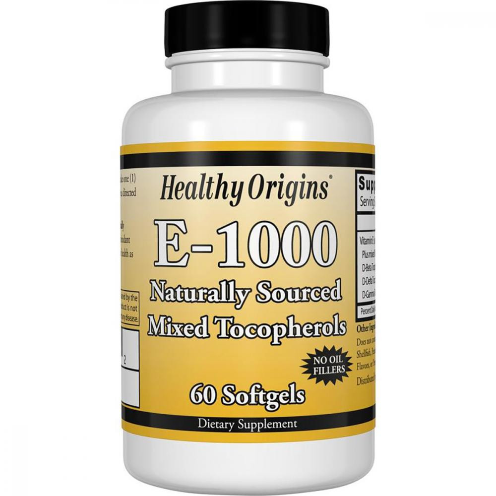 Healthy Origins Витамин E 1000IU, Healthy Origins, 60 желатиновых капсул - зображення 1