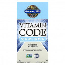   Garden of Life Мужские Мультивитамины 50+, Vitamin Code, Garden of Life, 120 вегетарианских капсул